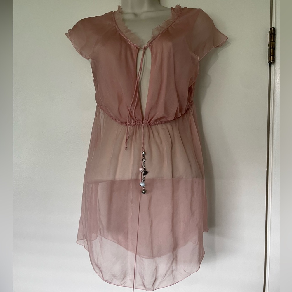 Vintage Stella McCartney pink sheer blouse with bell detail